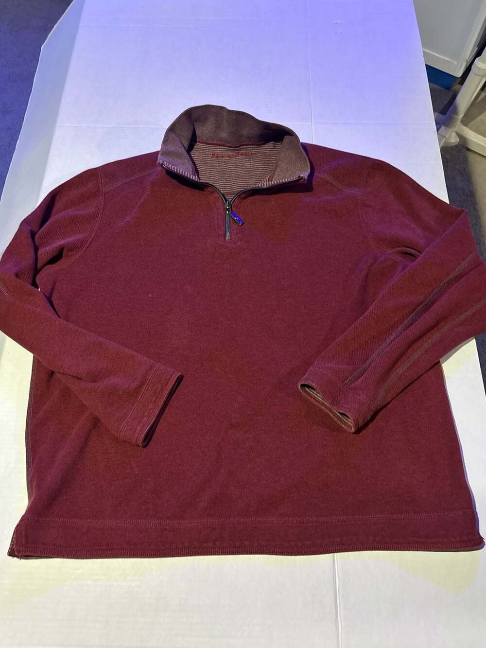 Tommy Bahama Flipshore Reversible 1/4 Zip Sweatshirt 2XLB Burgundy Heather L